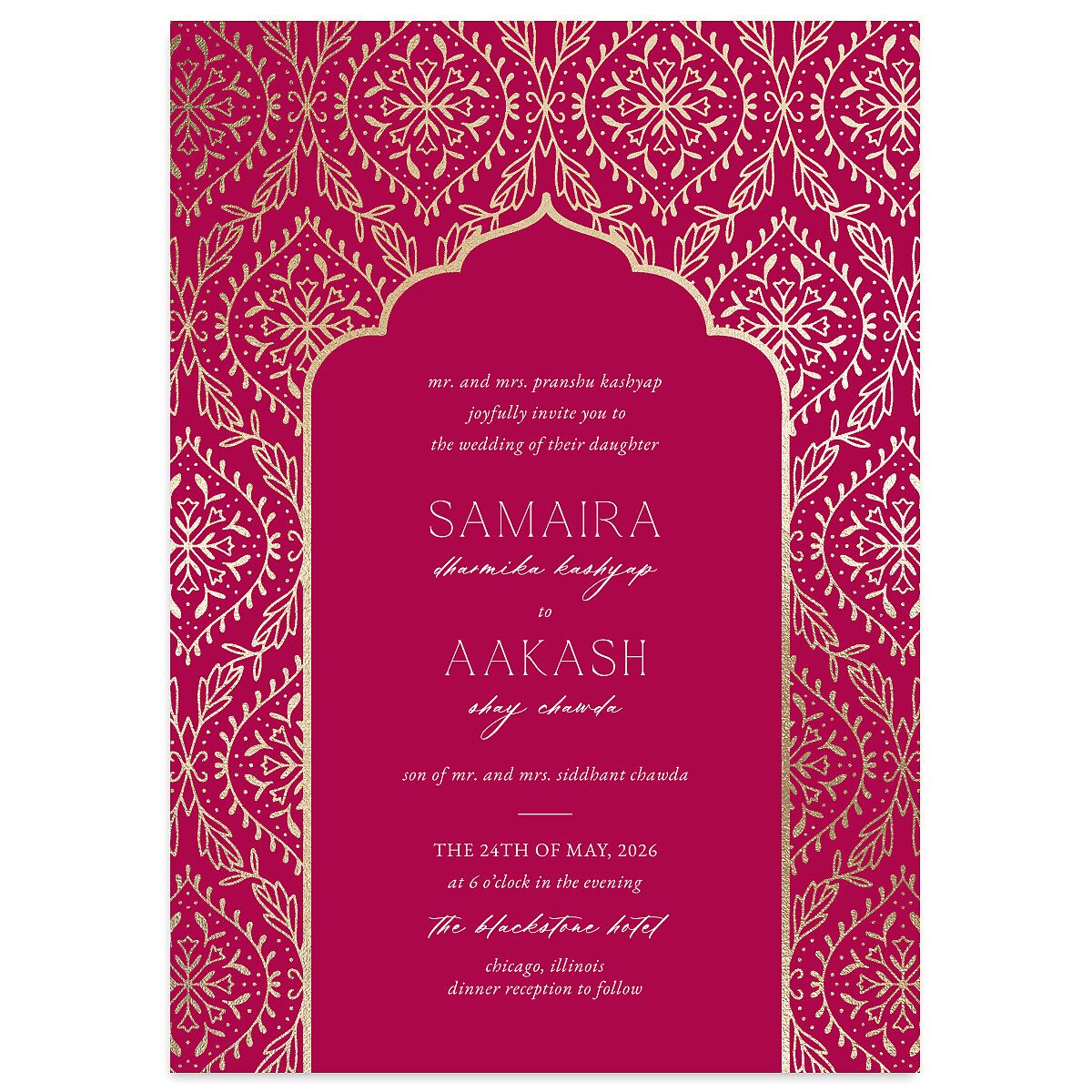 Gilded Lehenga Wedding Invitations