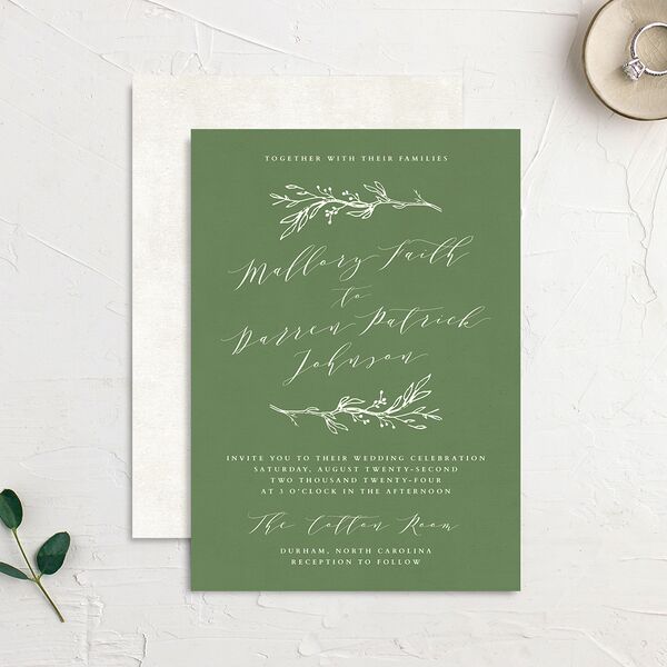 Rustic Elegance Wedding Invitations Scottish Green Signature No