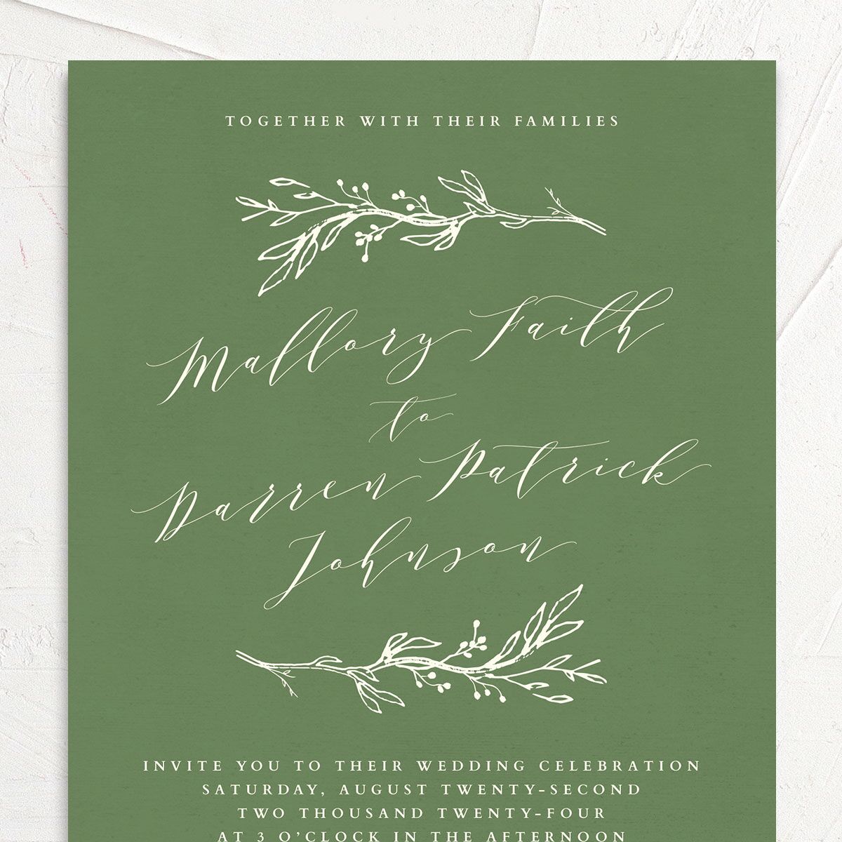 Rustic Elegance Wedding Invitations Scottish Green Signature No