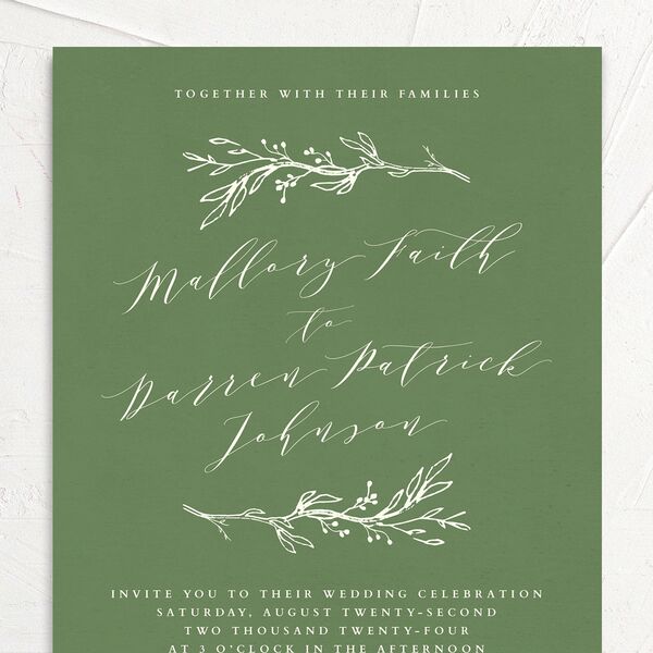 Rustic Elegance Wedding Invitations Scottish Green Signature No
