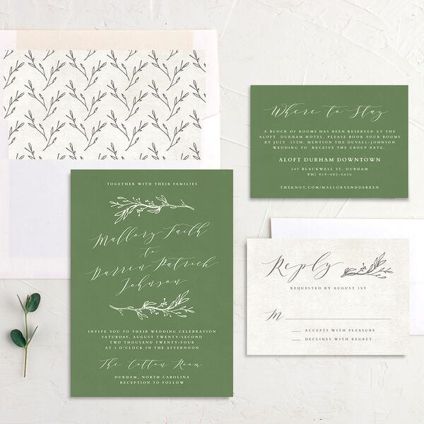 Rustic Elegance Wedding Invitations Scottish Green Signature No