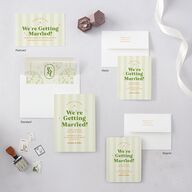 Colorful Retro Stripes Save the Date Cards Sea Foam Signature smooth Blank No Standard