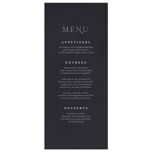 Mountain Sky Foil Menus Gold Licorice Signature