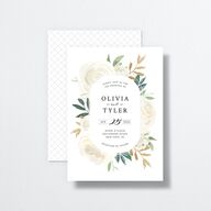 Floral Bouquet Wedding Invitations Linen Signature No