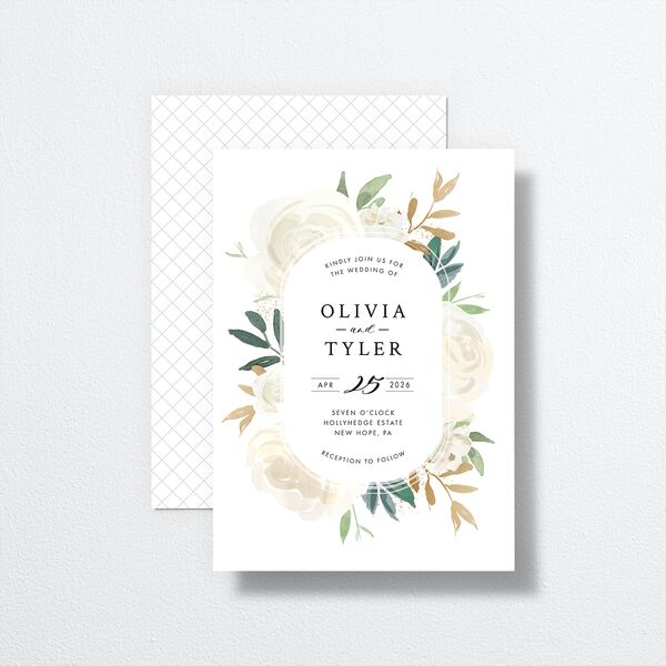 Floral Bouquet Wedding Invitations Linen Signature No