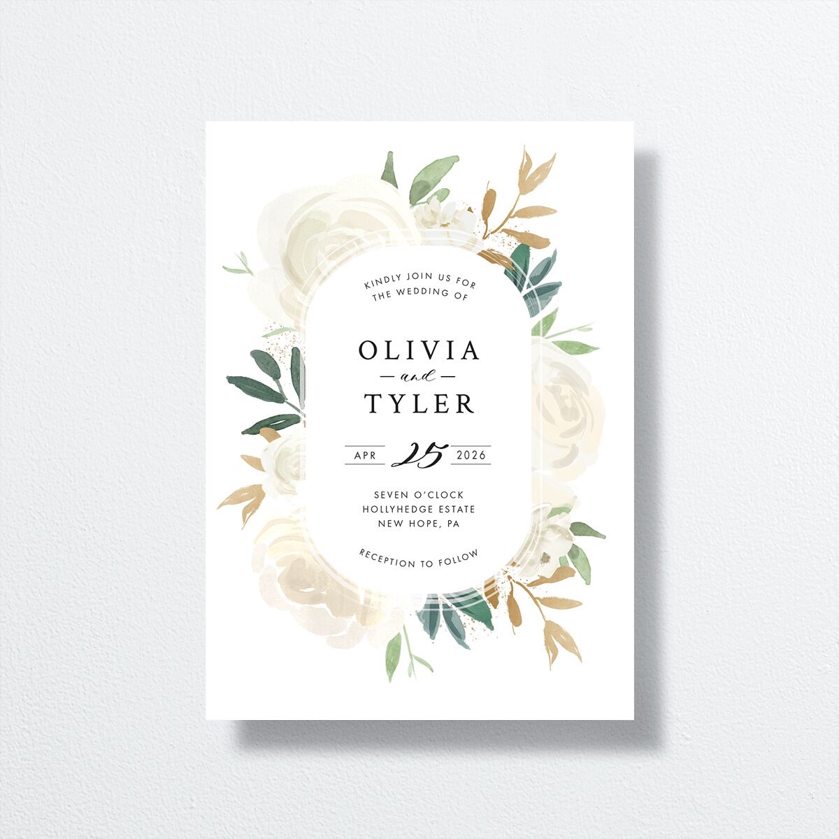 Floral Bouquet Wedding Invitations Linen Signature No