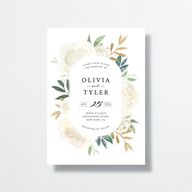 Floral Bouquet Wedding Invitations Linen Signature No