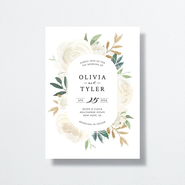 Floral Bouquet Wedding Invitations Linen Signature No