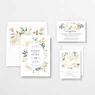 Floral Bouquet Wedding Invitations Linen Signature No