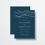Elegant Lights Wedding Invitations Moody Blue Signature No