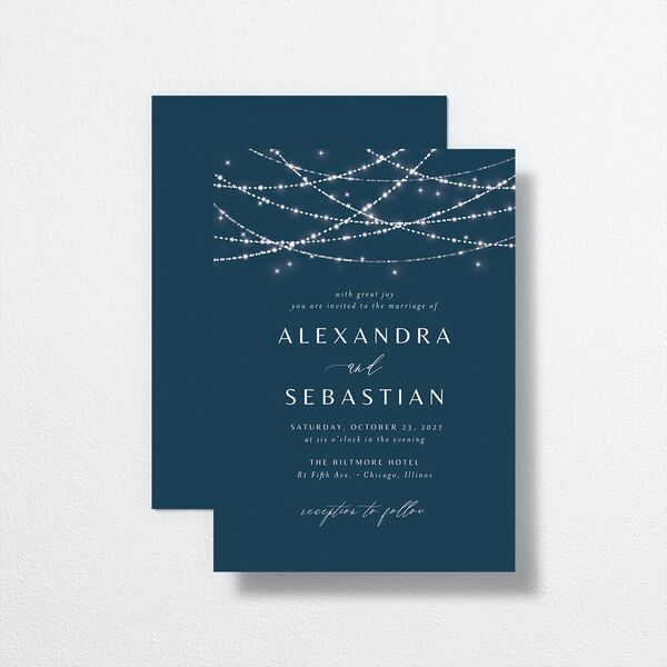 Elegant Lights Wedding Invitations Moody Blue Signature No