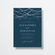 Elegant Lights Wedding Invitations Moody Blue Signature No