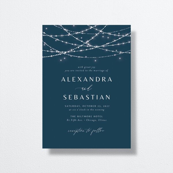 Elegant Lights Wedding Invitations Moody Blue Signature No