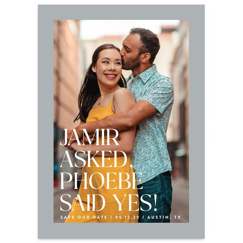 Big Yes Save the Date Cards Slate Signature smooth Blank Standard