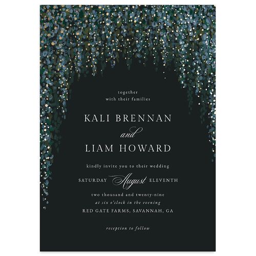 Elegant Fairytale Wisteria Foil Wedding Invitations Gold Wave Signature Blank No Standard
