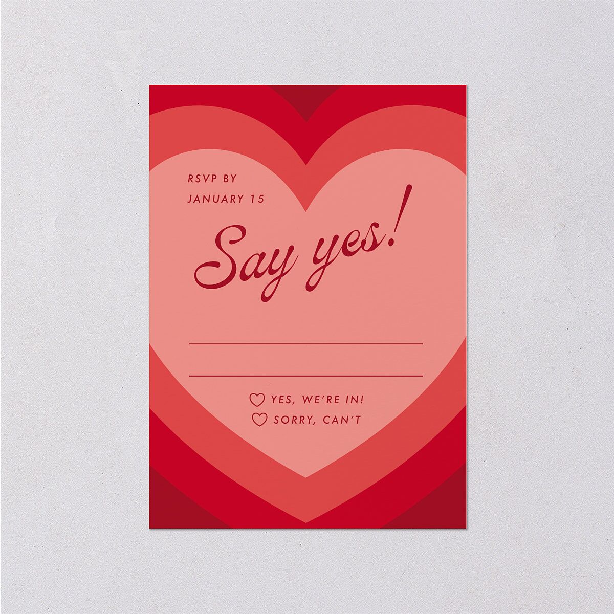 Modern Retro Hearts Wedding Response Cards Ruby Signature Standard