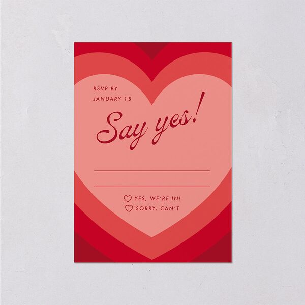Modern Retro Hearts Wedding Response Cards Ruby Signature Standard