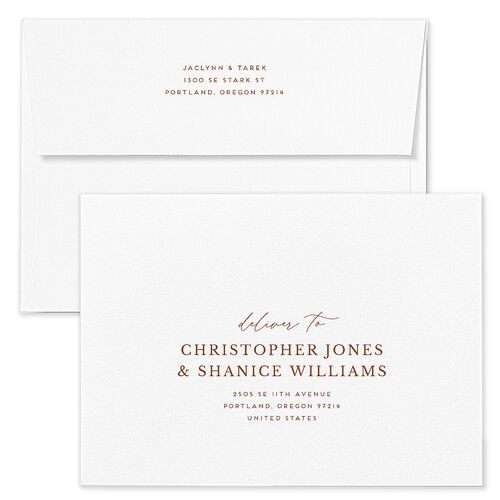 Botanical Frame Save The Date Card Envelopes Rose Copper Recipient Address Signature Standard