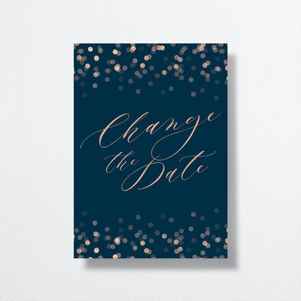 Elegant Glow Change the Date Cards Navy Signature