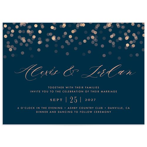 Elegant Glow Wedding Invitations Navy Signature No