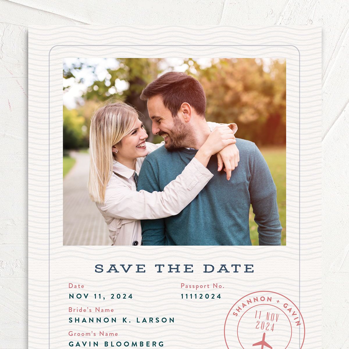 Passport Save The Date Cards Midnight Navy Signature smooth No