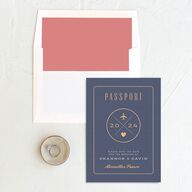 Passport Save The Date Cards Midnight Navy Signature smooth No