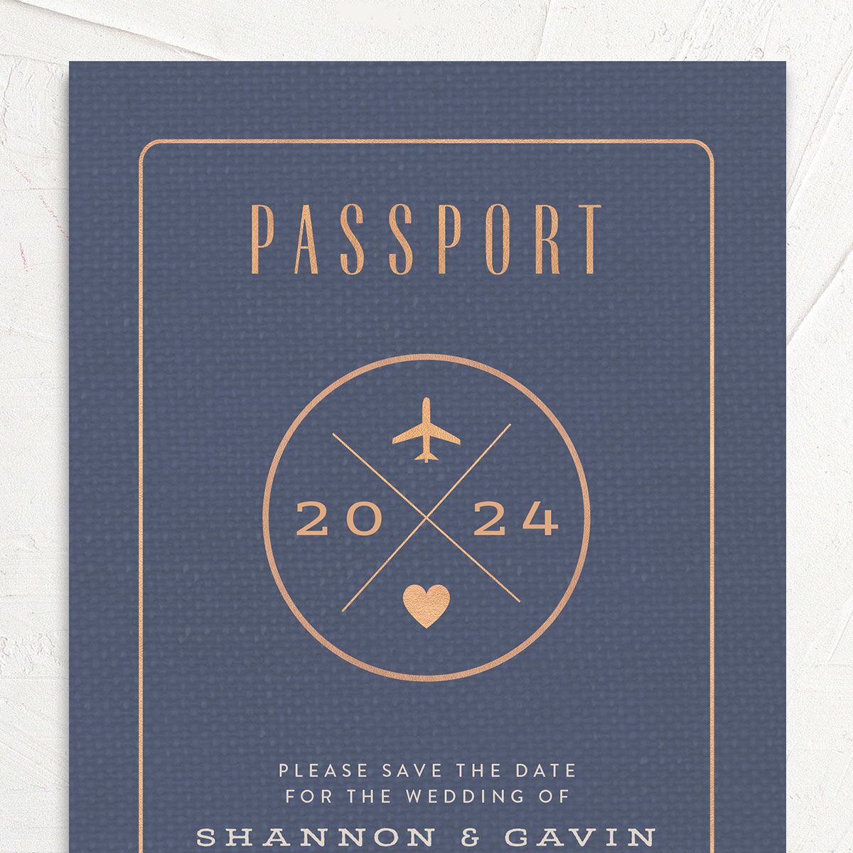 Passport Save The Date Cards Midnight Navy Signature smooth No