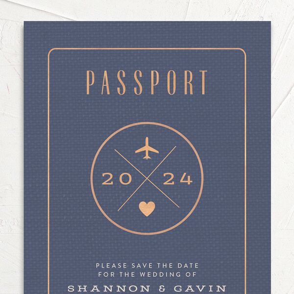 Passport Save The Date Cards Midnight Navy Signature smooth No