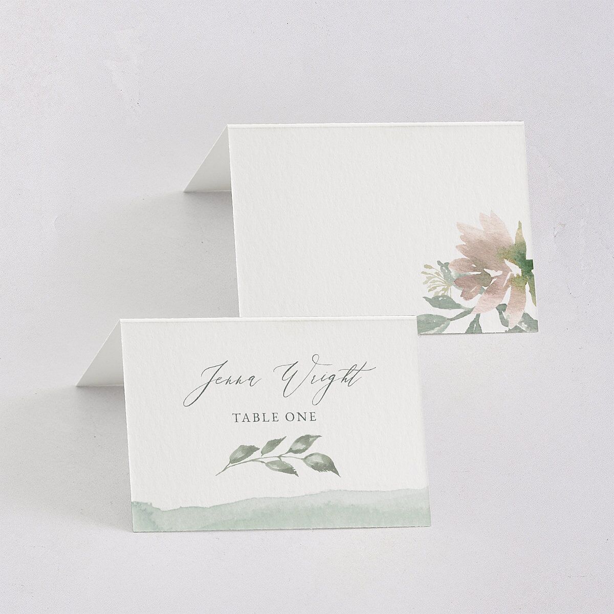 Dusted Calligraphy Place Cards Sea Foam Signature