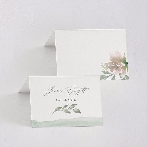 Dusted Calligraphy Place Cards Sea Foam Signature