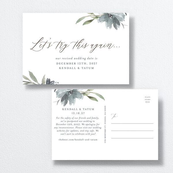 Muted Floral Change the Date Postcards front-and-back
