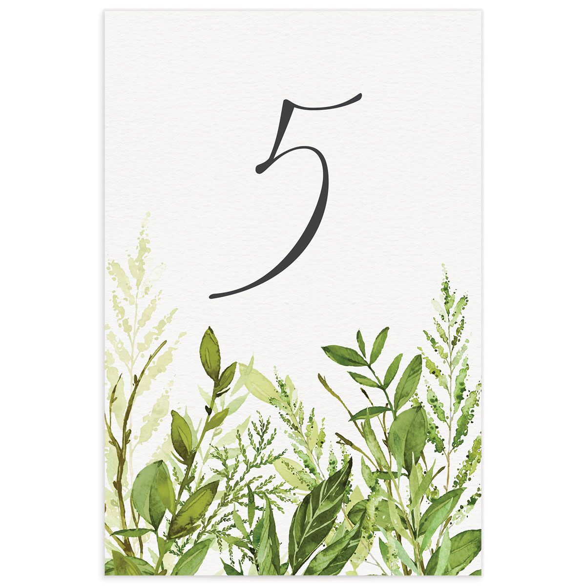 Watercolor Greenery Table Numbers