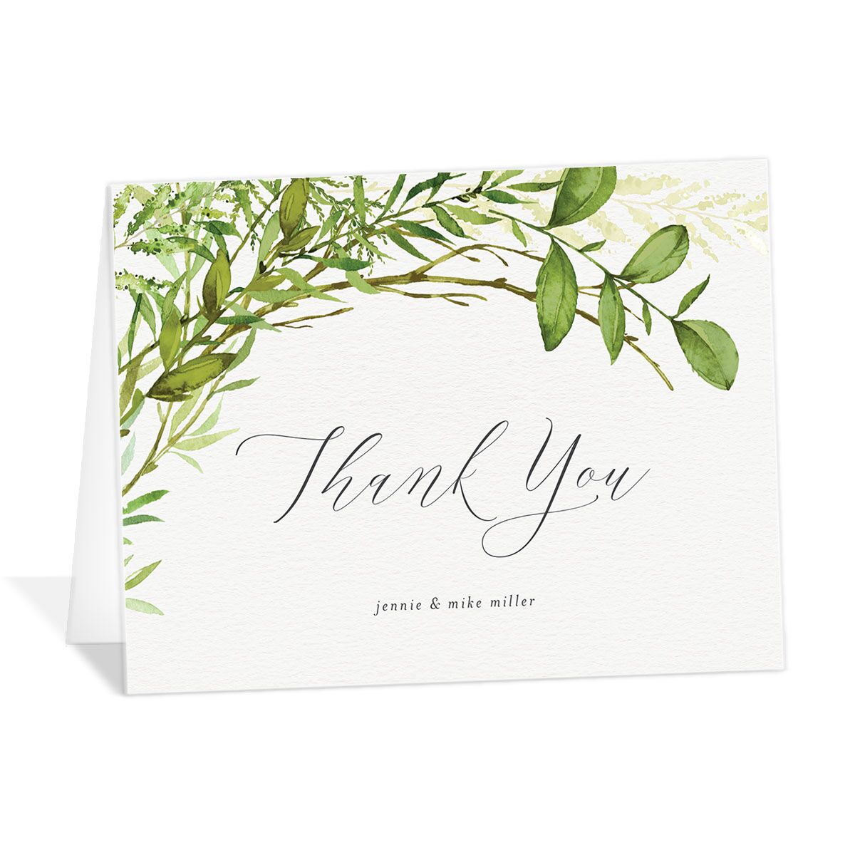 Watercolor Greenery Thank You Cards