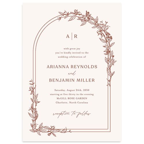 Botanical Arch Wedding Invitations Copper Signature Blank No Standard