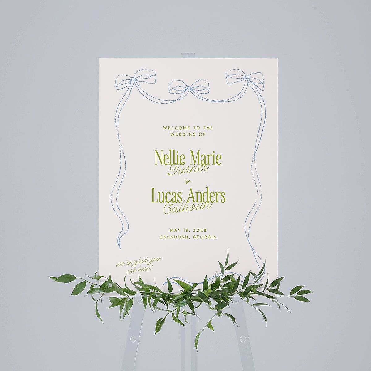 Modern Delicate Bows Standard Welcome Sign Medium Peridot Standard Indoor Foam Core M Welcome