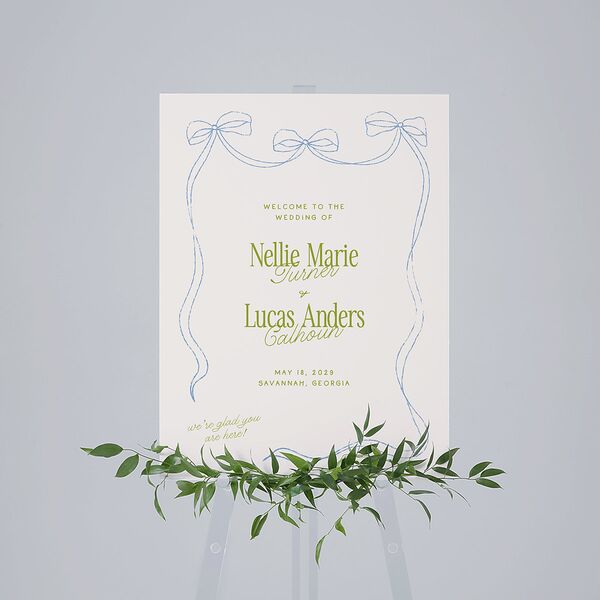 Modern Delicate Bows Standard Welcome Sign Medium Peridot Standard Indoor Foam Core M Welcome