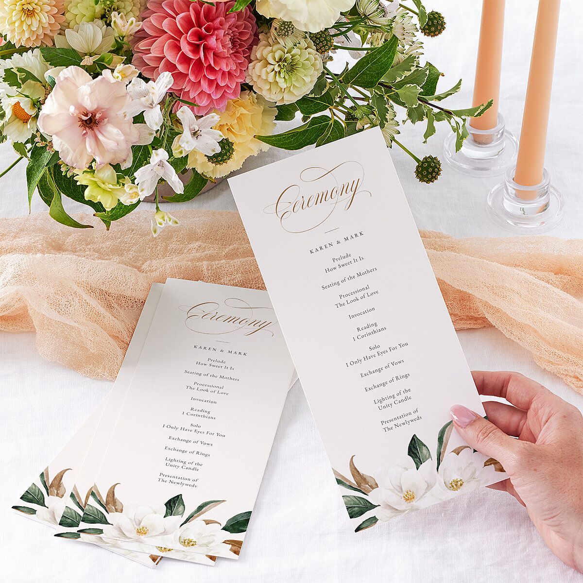 Southern Magnolia Wedding Programs Midnight Signature