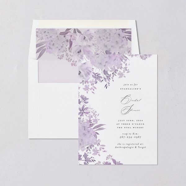 Monochrome Blooms Bridal Shower Invitations Sheer Lilac Signature Blank