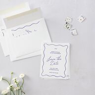 Hand Drawn Wavy Border Save the Date Petite Cards Sapphire Signature smooth Blank No Standard