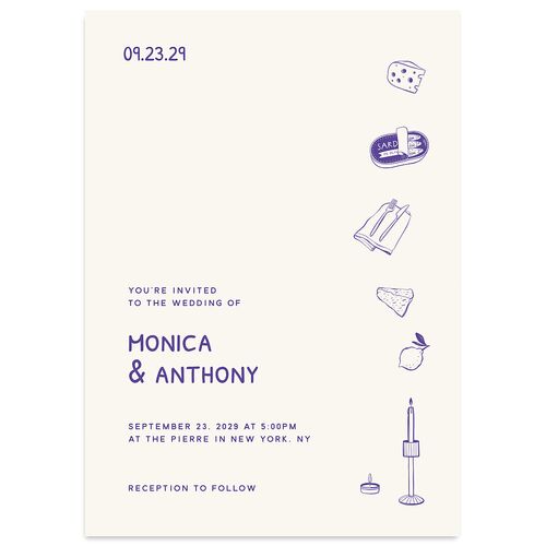Hand Drawn Recipe Wedding Invitations Sapphire Signature Blank No Standard