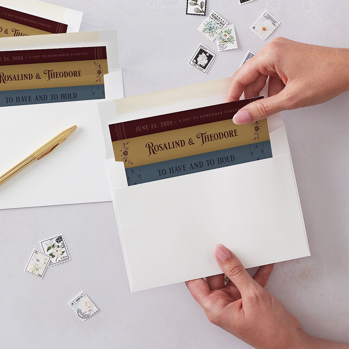 Vintage Storybook Envelope Liners Merlot Standard