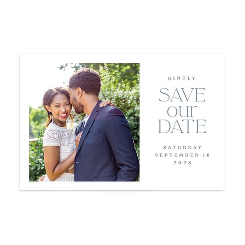 Classic Stack Save The Date Postcards Dusty Blue