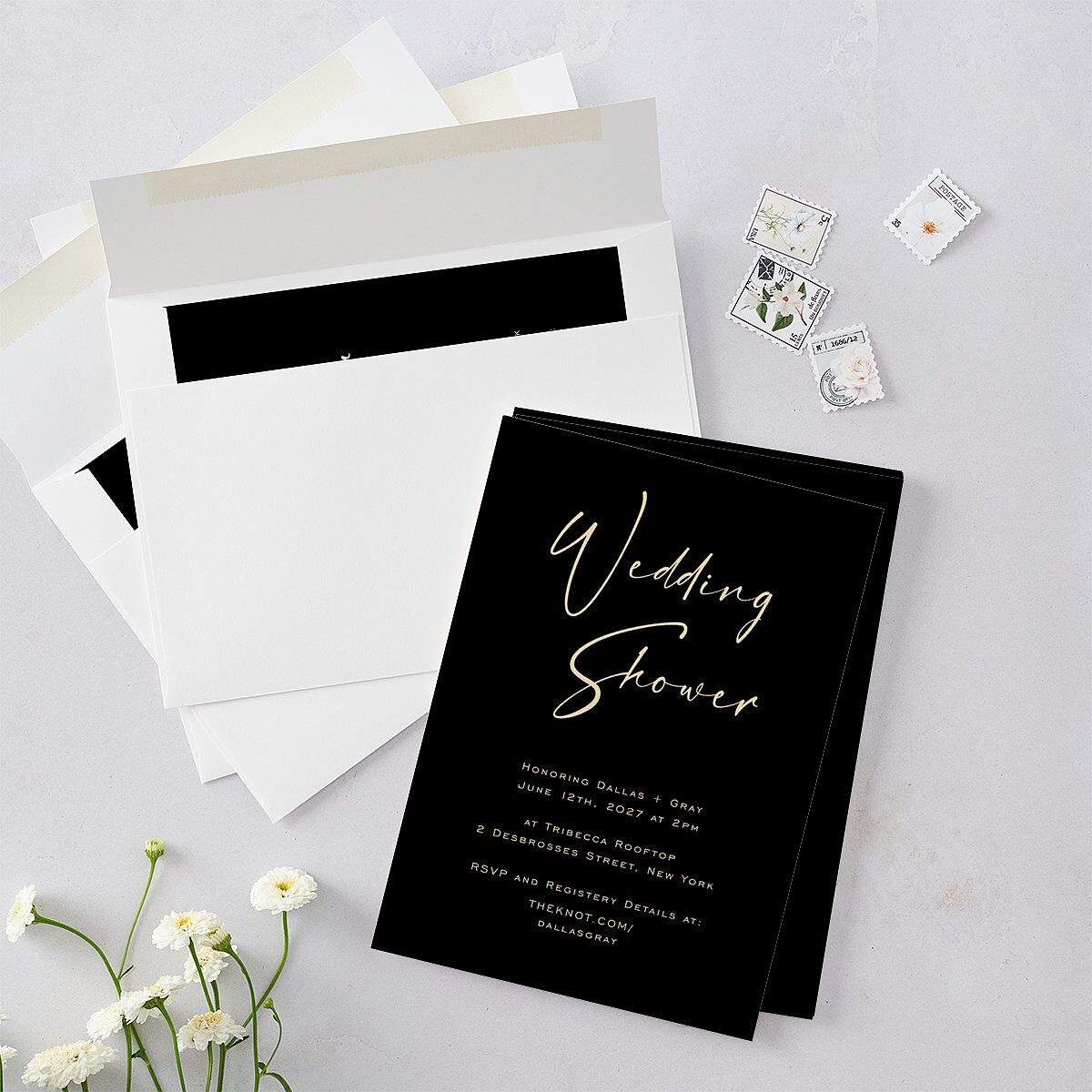 Simply Striking Bridal Shower Invitations Midnight Signature Blank