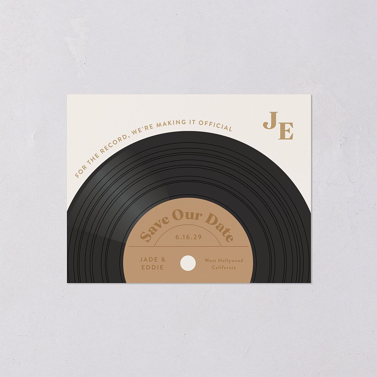 Music Lovers Save the Date Petite Cards Tan Signature smooth Blank No Standard