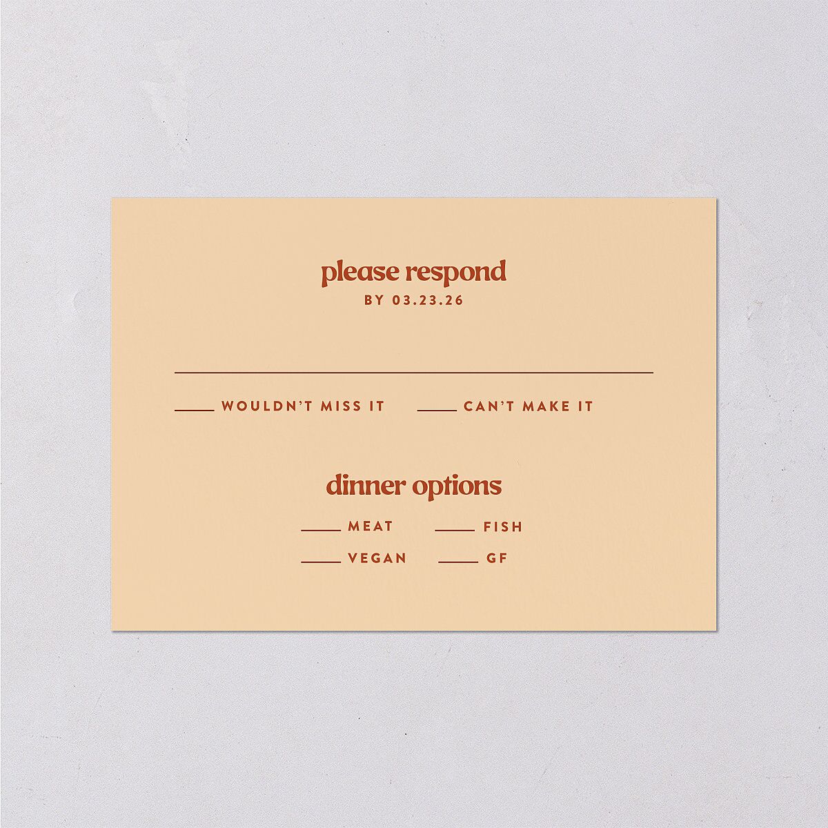 Wedstock Wedding Response Cards Red Clay Signature