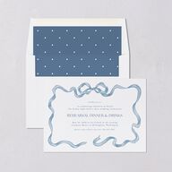 Vintage Bow Rehearsal Dinner Invitations Regency Blue Signature Blank Standard