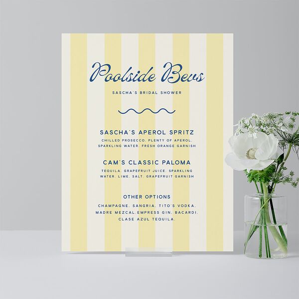 Cabana Stripes Bridal Shower Standard Bar Tabletop Sign Small Lemon Standard Indoor Foam Core S Tabletop Bar