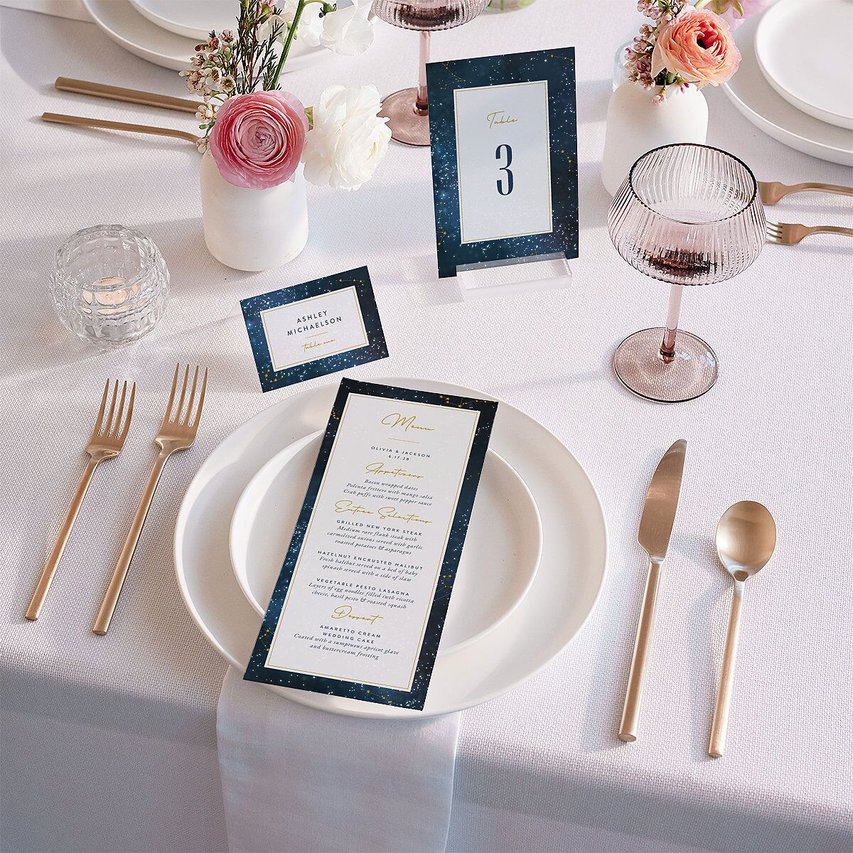 Starry Night Place Cards Moody Blue Signature
