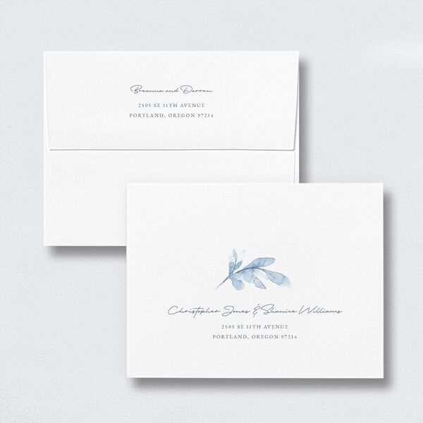 Painted Leaves Thank You Card Envelopes White Standard Stream Both Recipient and Return Addresses Signature