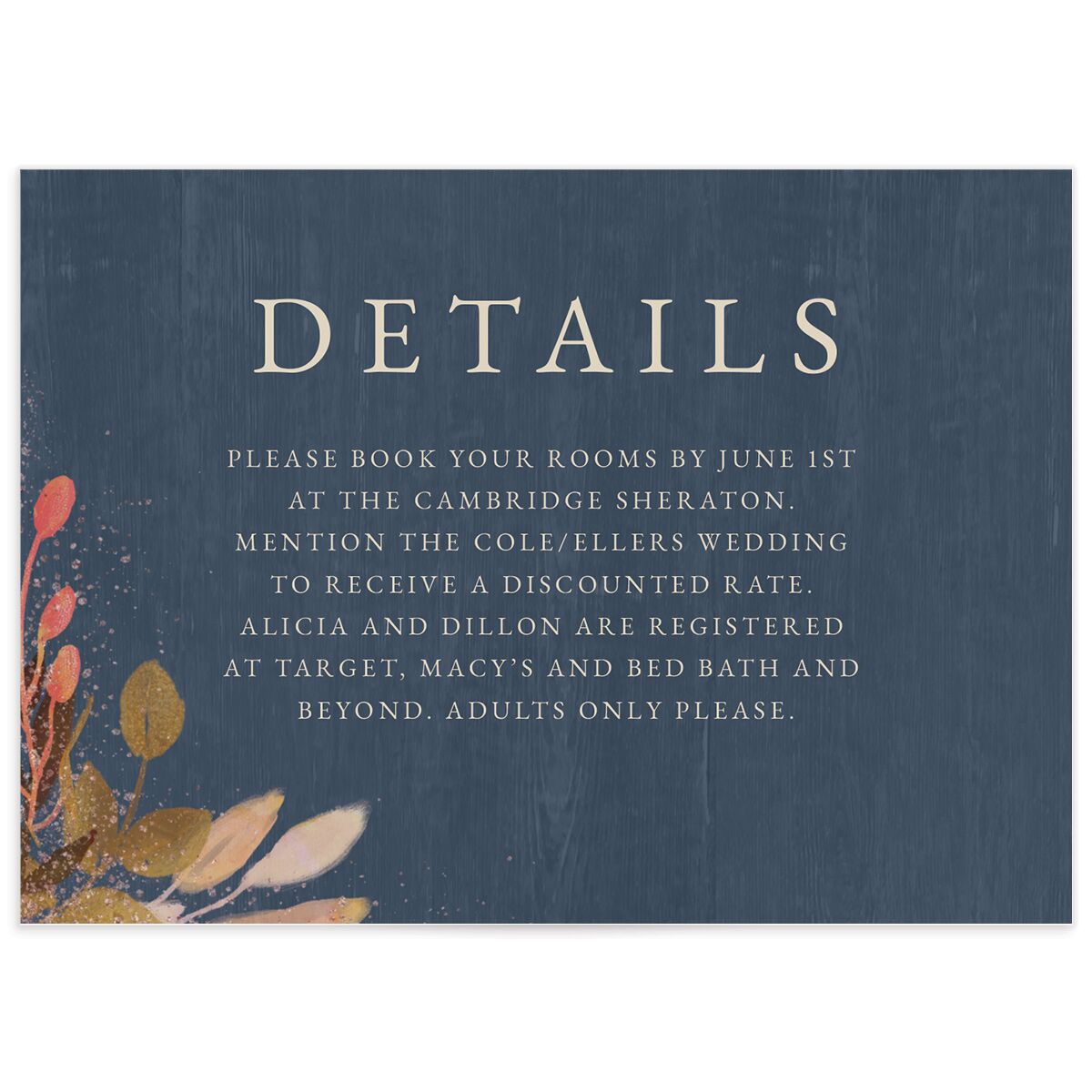 Rustic Leaves Wedding Enclosure Cards